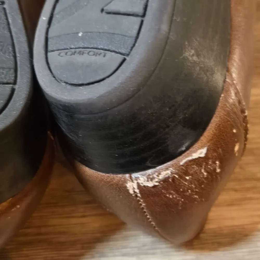 Women's Life Stride Faux Leather Brown Wedge Pump Slip On Shoe Size 11 Wide